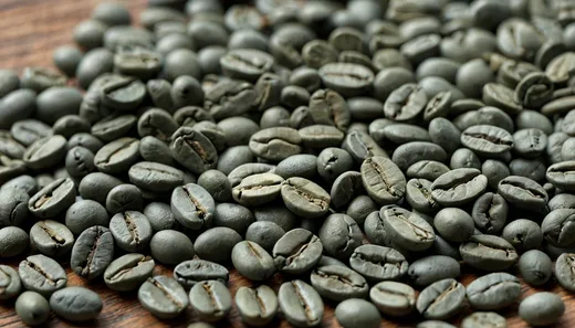 Raw green unroasted coffee beans