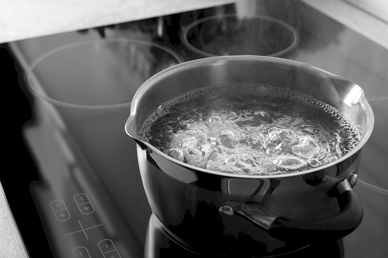 boiling water in a pot