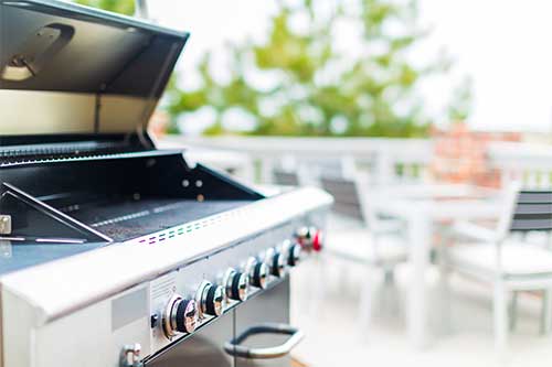 Grill on backyard porch