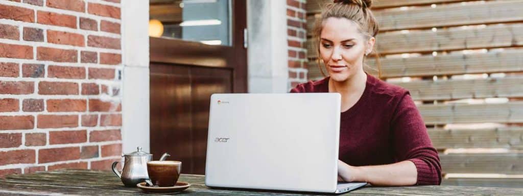 woman using a laptop