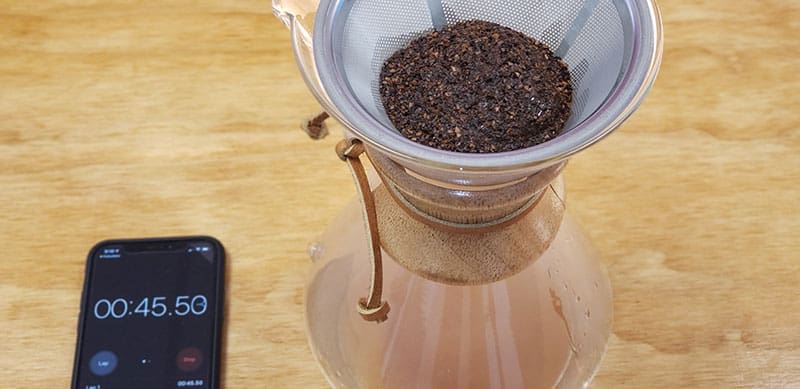let the chemex grounds steep for 45 seconds