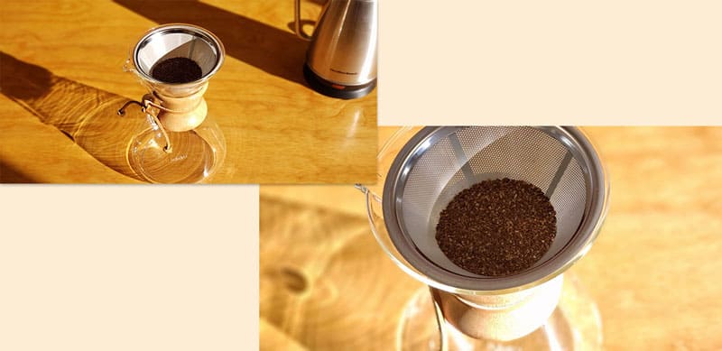 Pour your fresh grounds into the chemex coffee filter