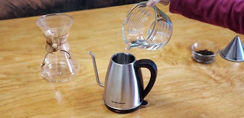 Boil your water for your chemex brew