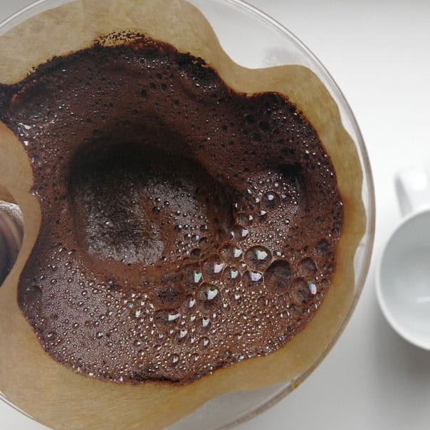 wet your coffee grounds for brewing