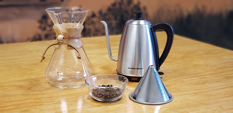 At 3 minutes and 45 seconds your chemex coffee is done brewing
